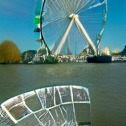 generated: a view of the Milllenium Wheel from the Thames #2